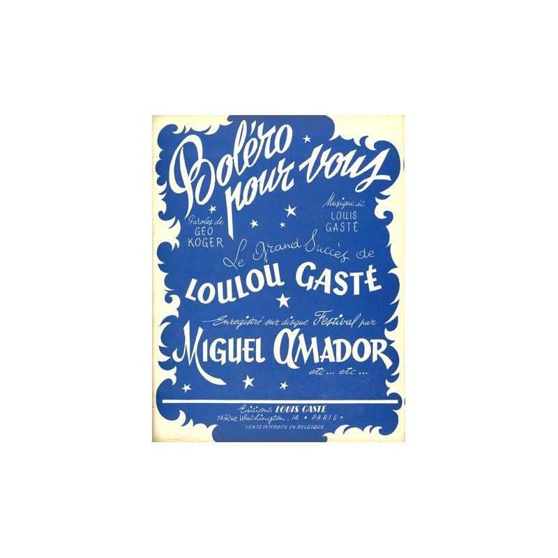 Partition BOLERO POUR VOUS Miguel AMADOR