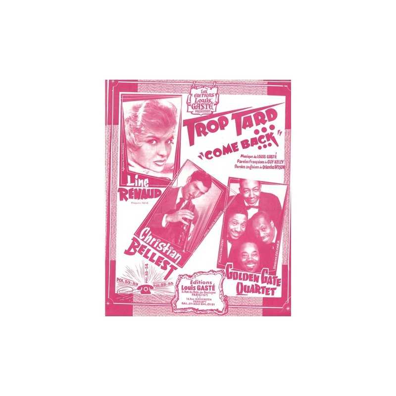 Sheet music TROP TARD Line Renaud