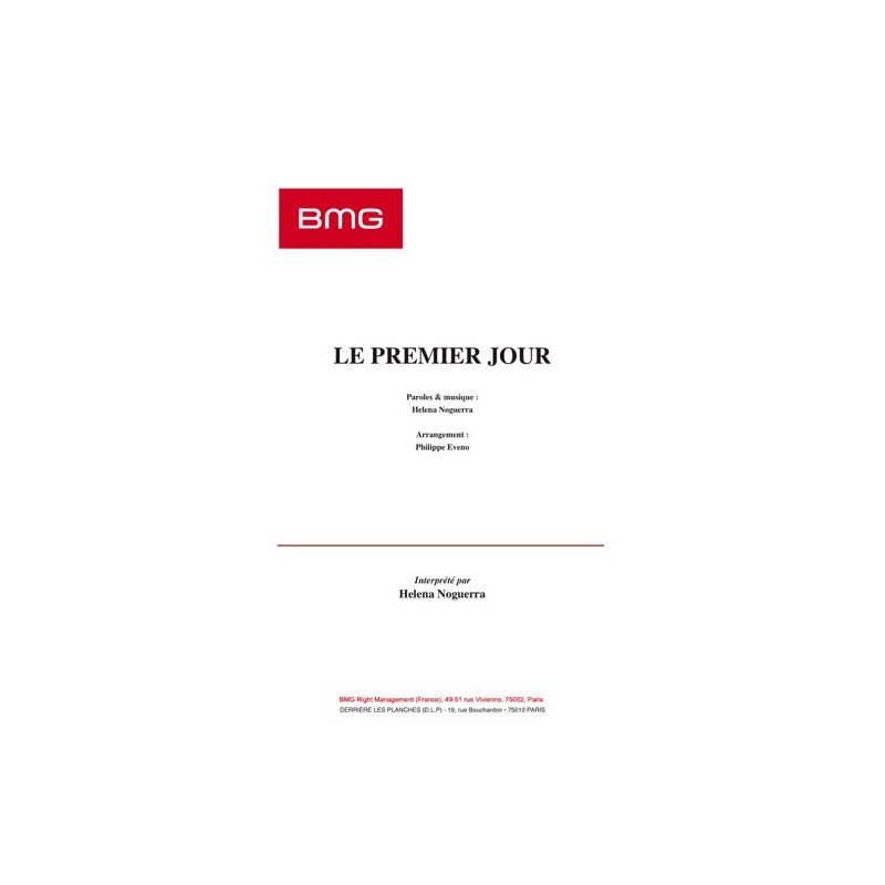 Sheet music LE PREMIER JOUR Helena NOGUERRA