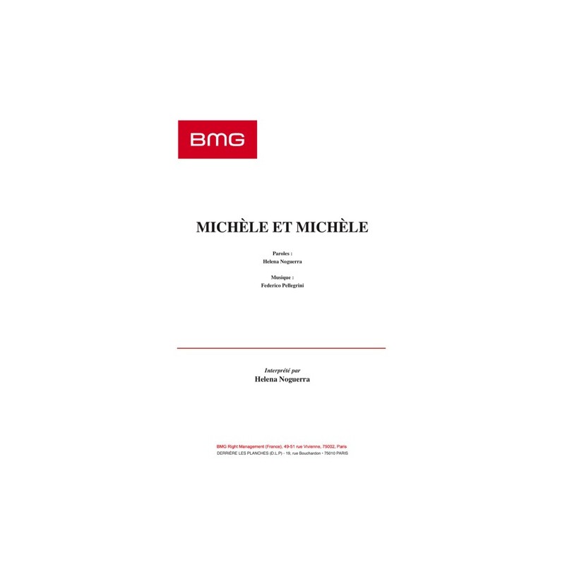 Sheet music MICHÈLE ET MICHÈLE Helena NOGUERRA