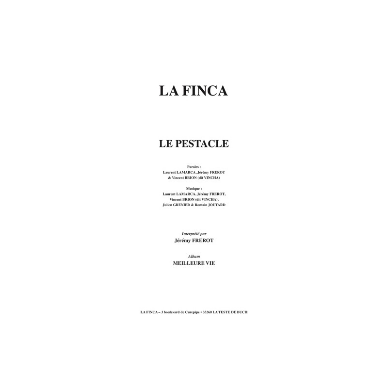 Sheet music LE PESTACLE Jérémy FREROT