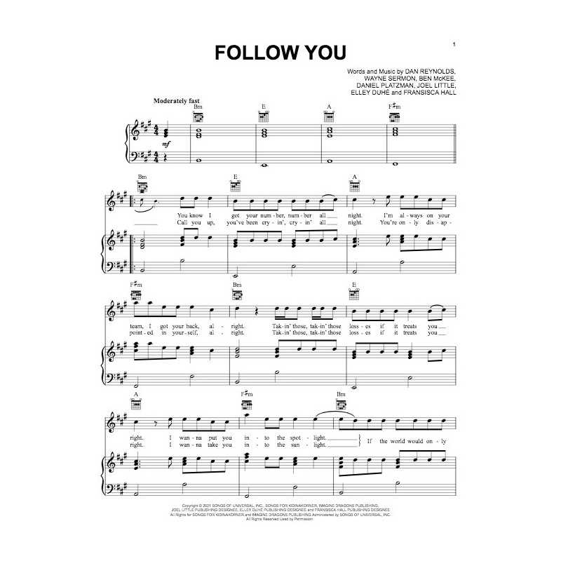 Partition FOLLOW YOU Imagine Dragons
