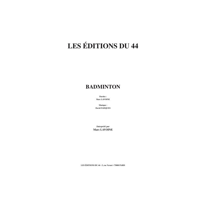 Partition BADMINTON Marc LAVOINE