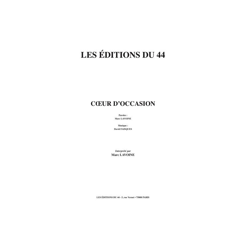Partition CŒUR D’OCCASION Marc LAVOINE
