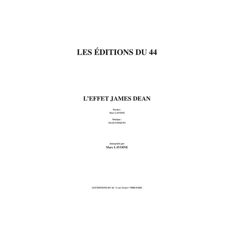 Partition L’EFFET JAMES DEAN Marc LAVOINE