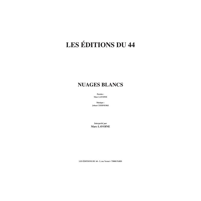 Partition NUAGES BLANCS Marc LAVOINE