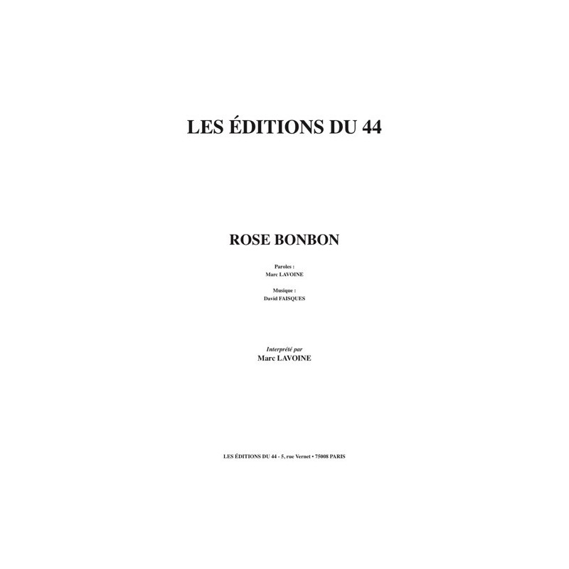 Partition ROSE BONBON Marc LAVOINE