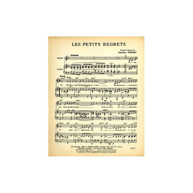 Partition LES PETITS REGRETS Charles TRENET