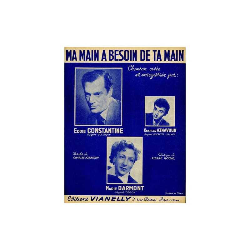 Partition MA MAIN À BESOIN DE TA MAIN Charles AZNAVOUR