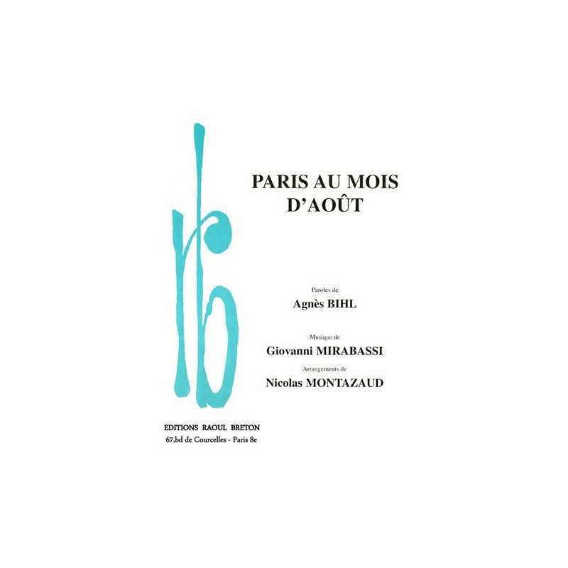 Partition PARIS AU MOIS D'AOÛT Agnès BIHL