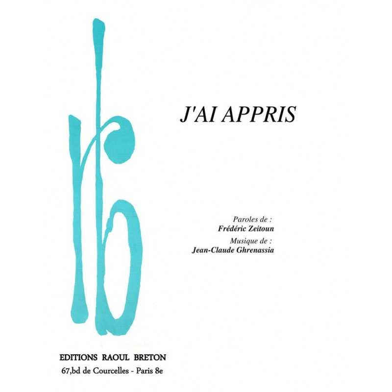 Partition J'AI APPRIS Frédéric ZEITOUN