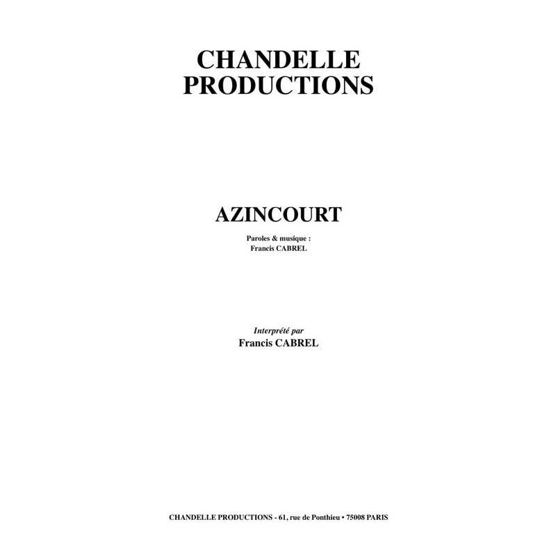 sheet music AZINCOURT Francis CABREL
