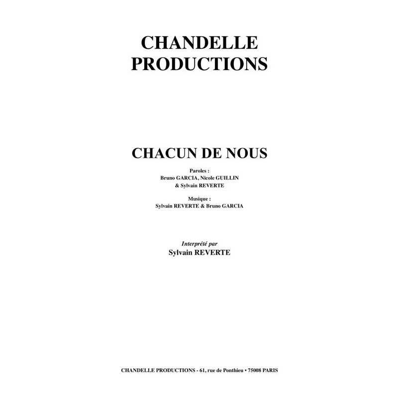 sheet music CHACUN DE NOUS Sylvain REVERTE
