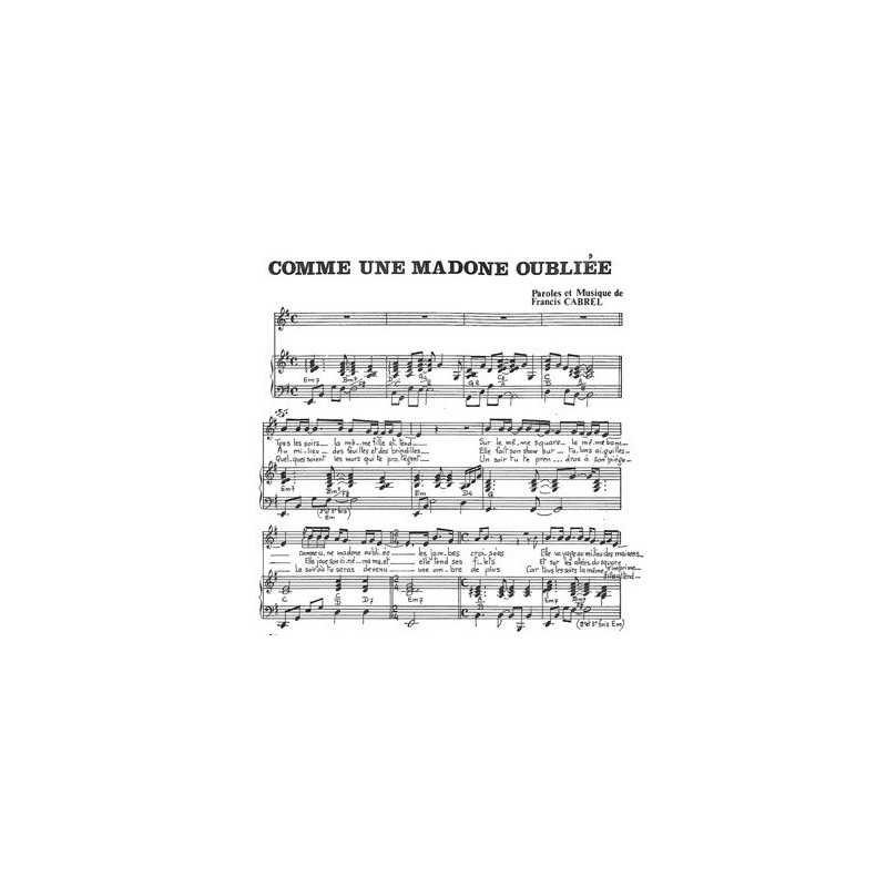 Partition COMME UNE MADONE OUBLIÉE Francis CABREL