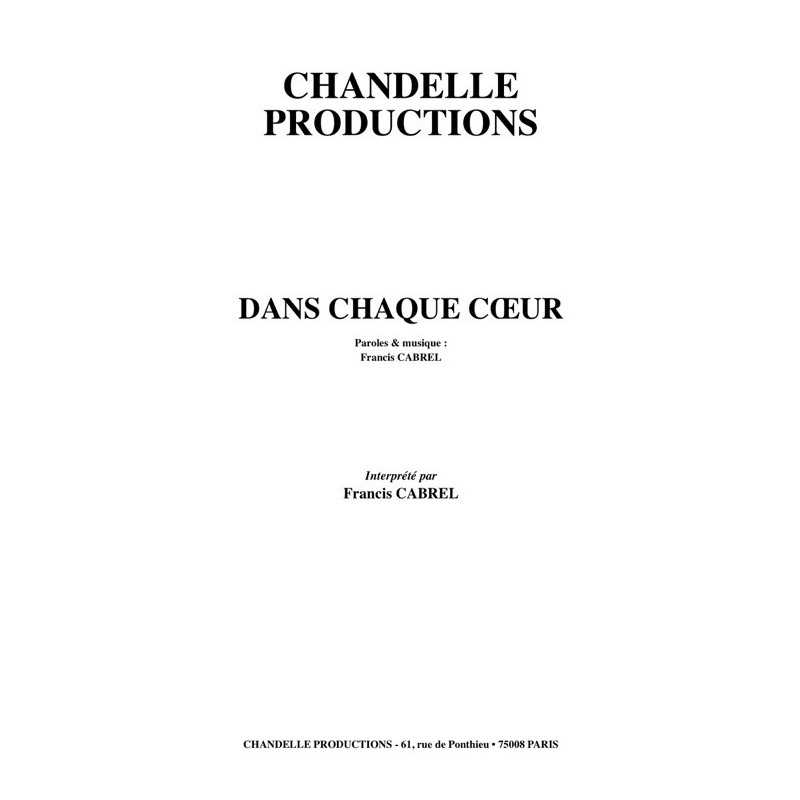 Partition DANS CHAQUE CŒUR Francis CABREL