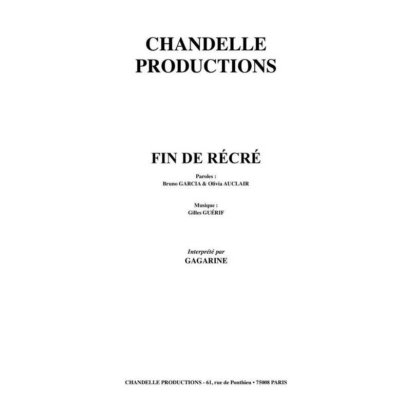 Partition FIN DE RÉCRÉ GAGARINE