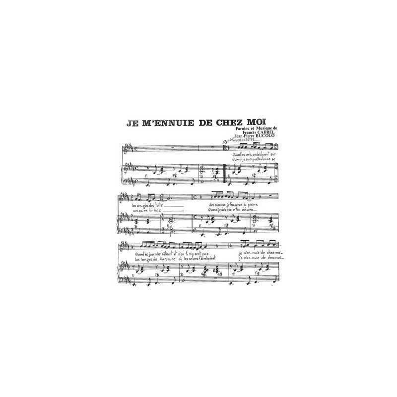 Partition JE M'ENNUIE DE CHEZ MOI Francis CABREL