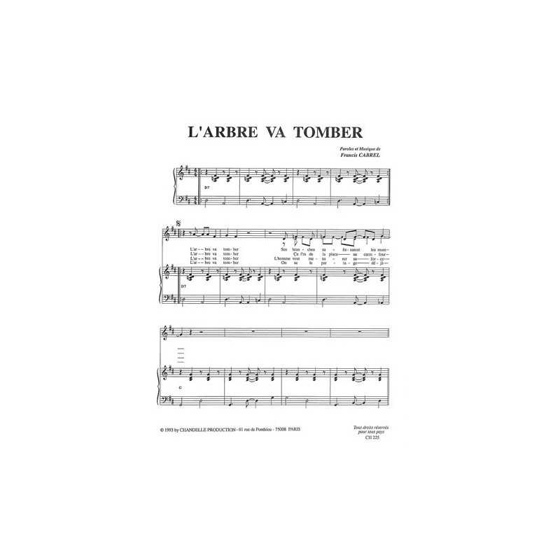 Partition L'ARBRE VA TOMBER Francis CABREL