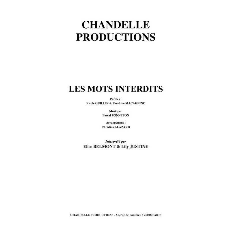 sheet music LES MOTS INTERDITS Elise BELMONT & Lily JUSTINE