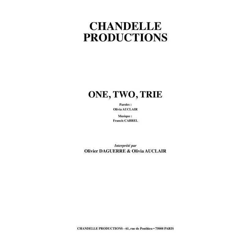 Partition ONE TWO TRIE Olivier DAGUERRE & Olivia AUCLAIR