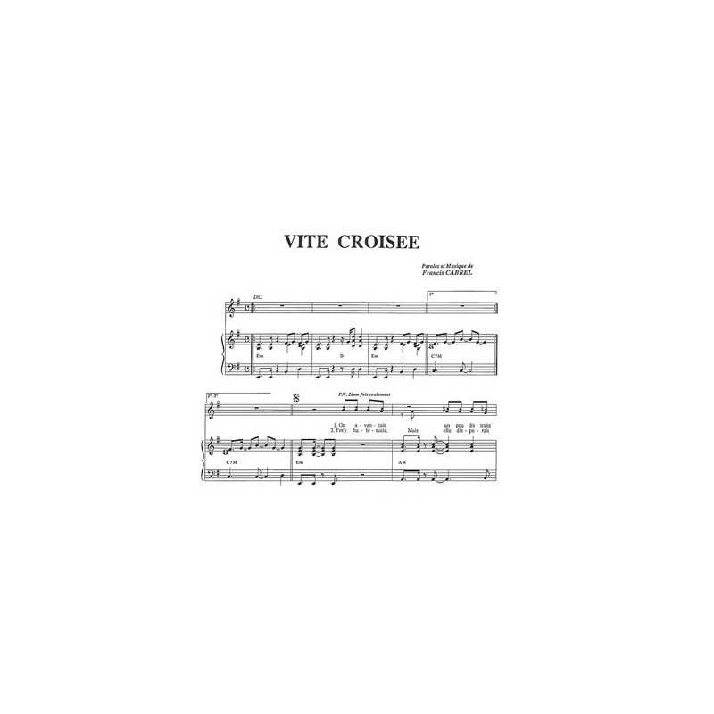 sheet music VITE CROISÉE Francis CABREL