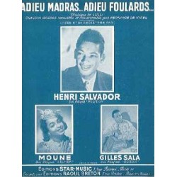 Sheet music ADIEU MADRAS ADIEU FOULARDS Henri Salvador