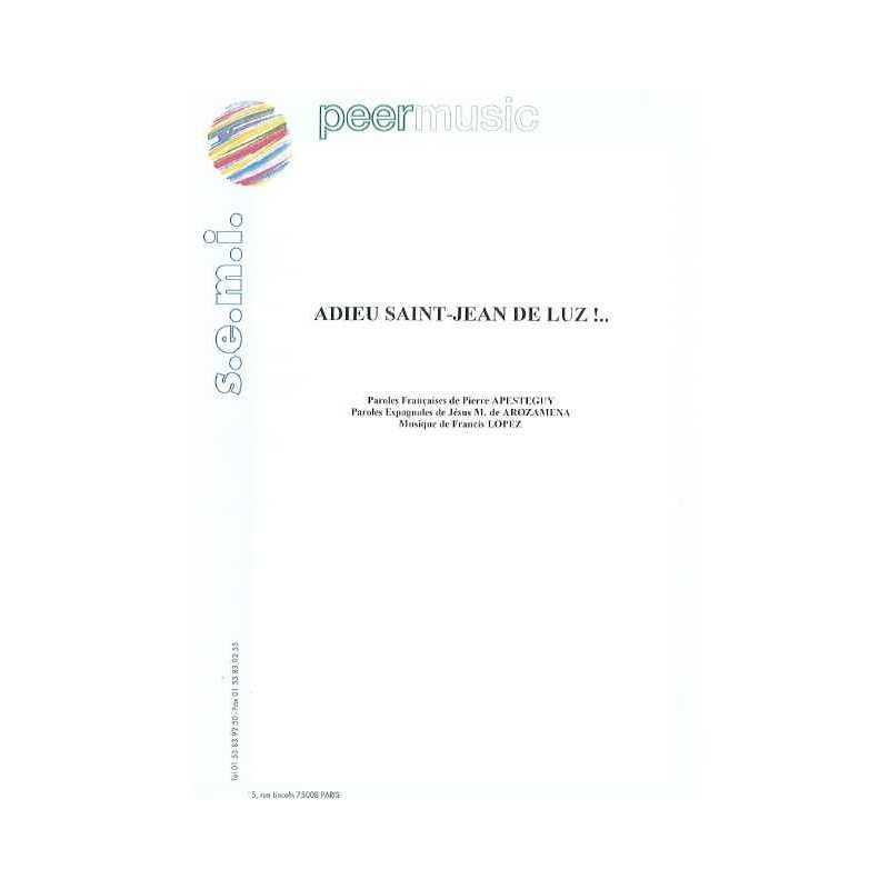 Partition ADIEU SAINT-JEAN DE LUZ Luis MARIANO