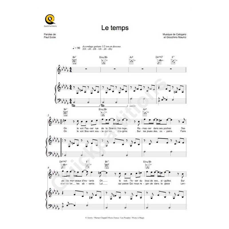 Partition LE TEMPS Calogero