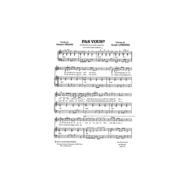 Sheet music PAS VOUS Herbert PAGANI pdf