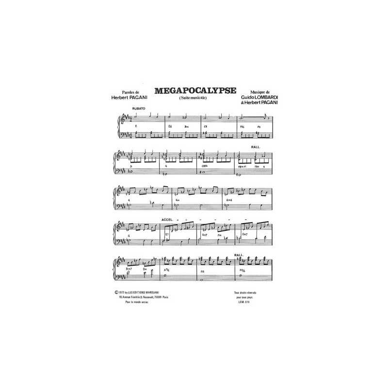 Partition MEGAPOCALYPSE MARCHE DES MORTS Herbert PAGANI
