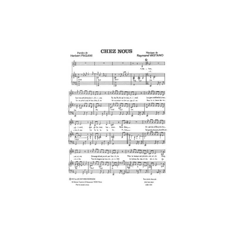 Sheet music CHEZ NOUS Herbert PAGANI pdf