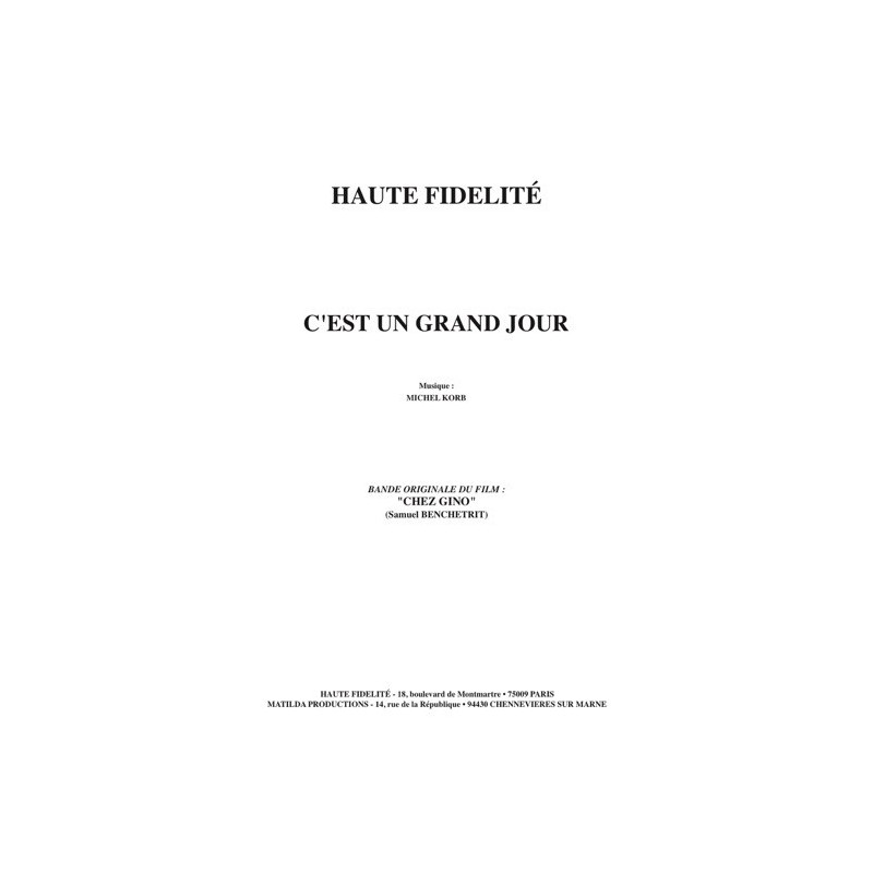Partition C'EST UN GRAND JOUR Michel KORB