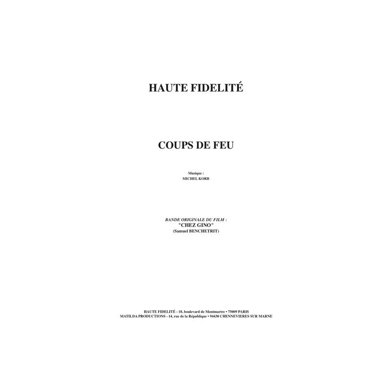 Partition COUPS DE FEU Michel KORB