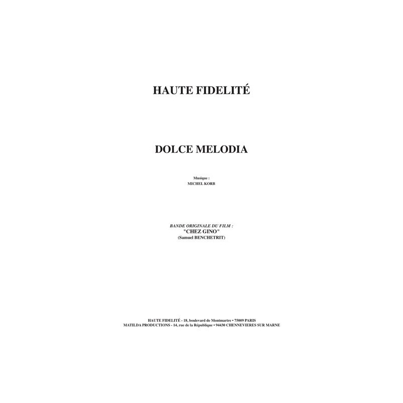 Partition DOLCE MELODIA Michel KORB