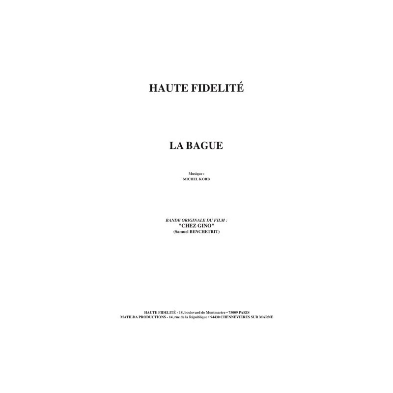 Partition LA BAGUE Michel KORB