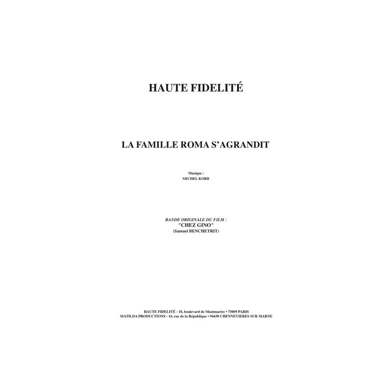 Partition LA FAMILLE ROMA S’AGRANDIT Michel KORB