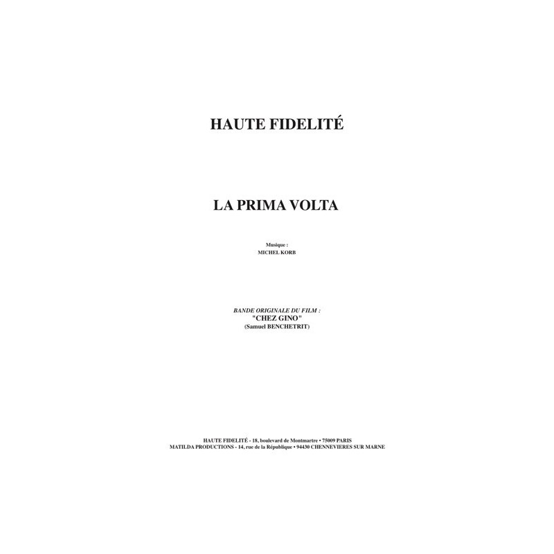 Partition LA PRIMA VOLTA Michel KORB