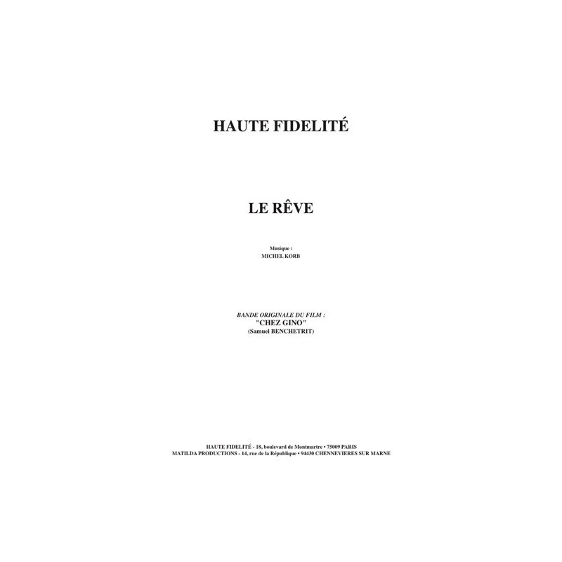 Partition LE RÊVE Michel KORB