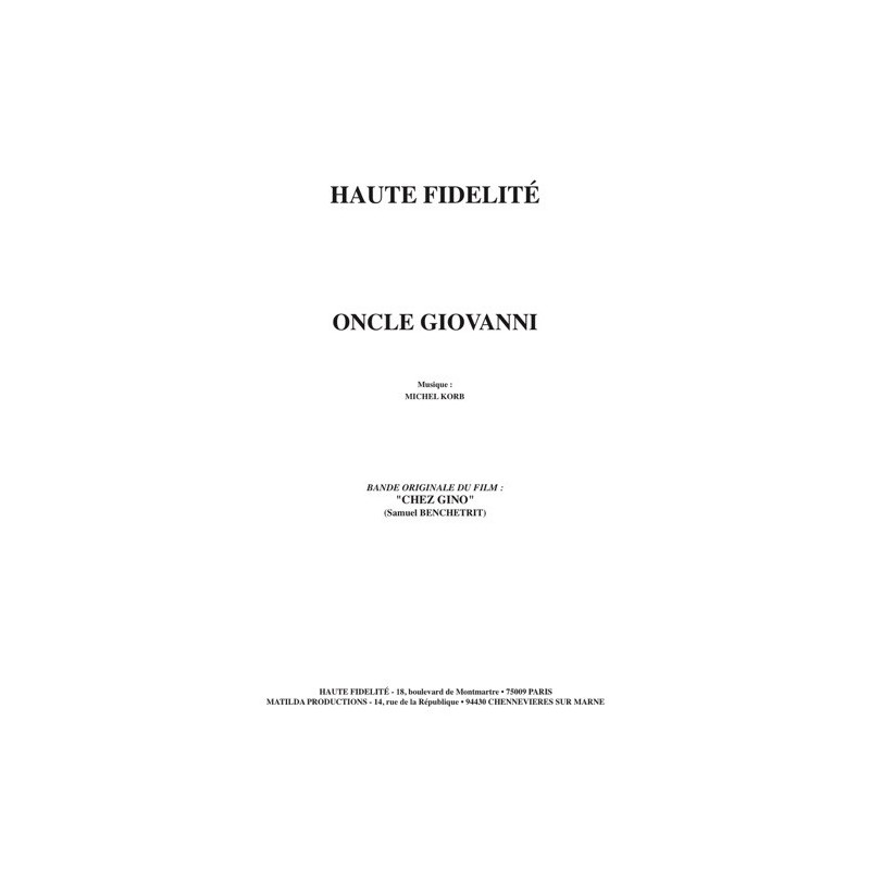Partition ONCLE GIOVANNI Michel KORB