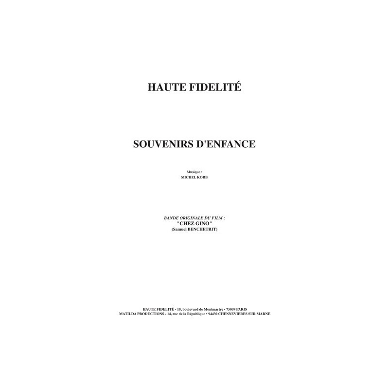 Partition SOUVENIRS D'ENFANCE Michel KORB