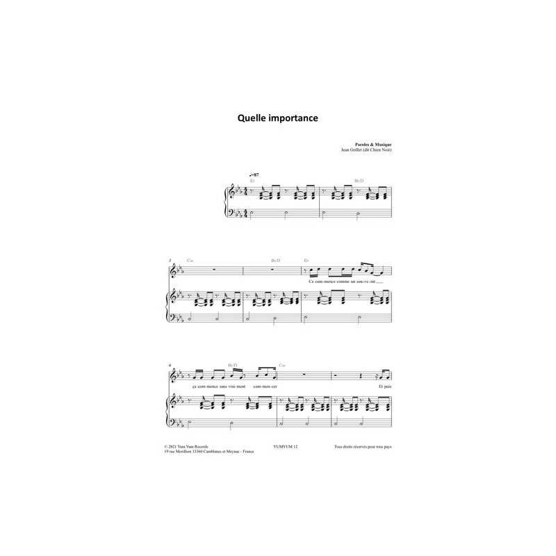 Partition QUELLE IMPORTANCE CHIEN NOIR pdf