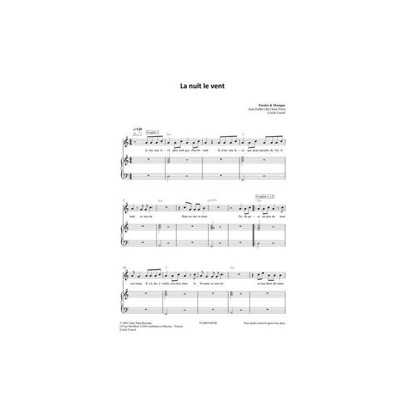 Partition LA NUIT LE VENT CHIEN NOIR pdf