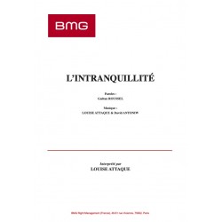 Sheet music L'INTRANQUILLITÉ LOUISE ATTAQUE