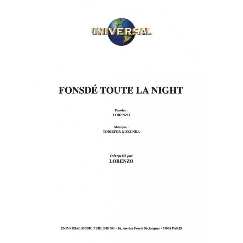 Partition FONSDÉ TOUTE LA NIGHT LORENZO