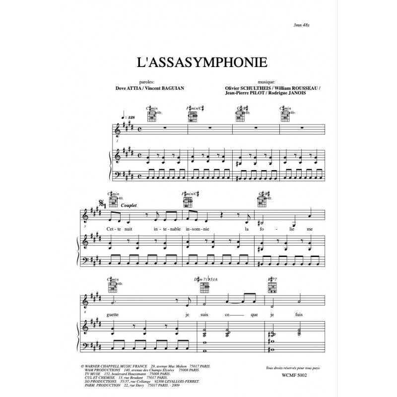Partition L'ASSASYMPHONIE MOZART L'OPÉRA ROCK