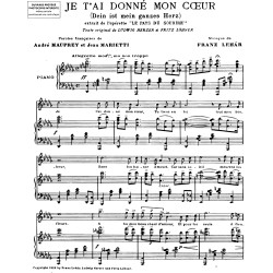 Partition JE T'AI DONNÉ MON CŒUR Franz Lehár