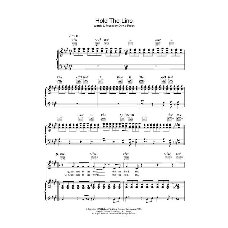 Partition HOLD THE LINE Toto