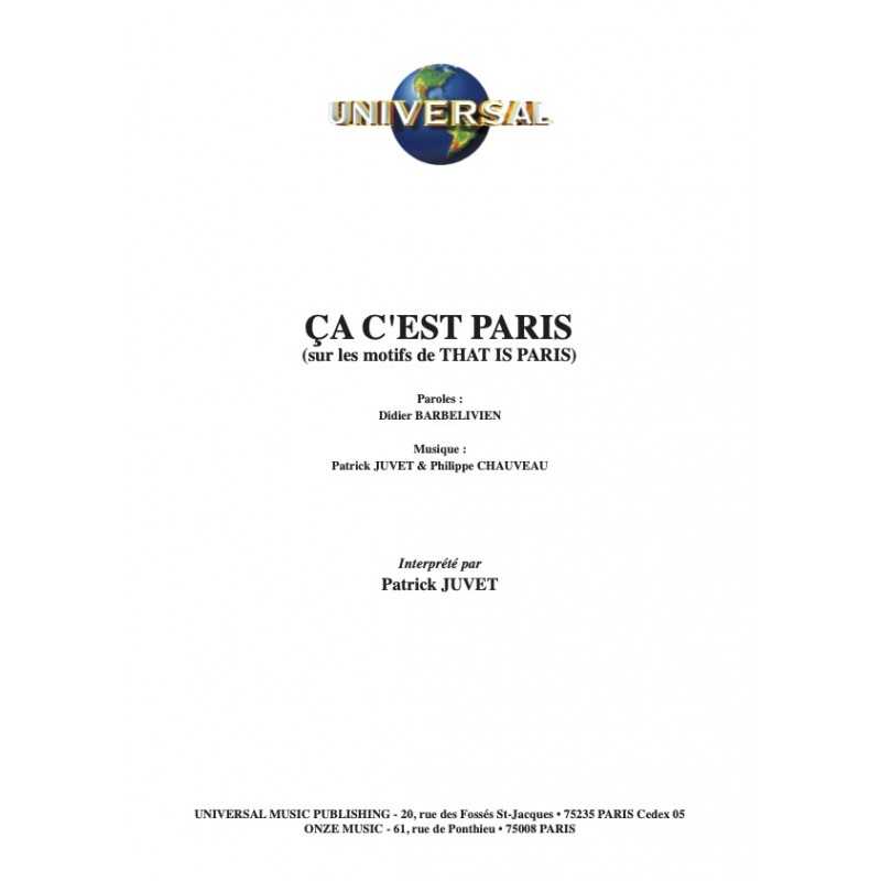 Sheet music ÇA C'EST PARIS Patrick JUVET