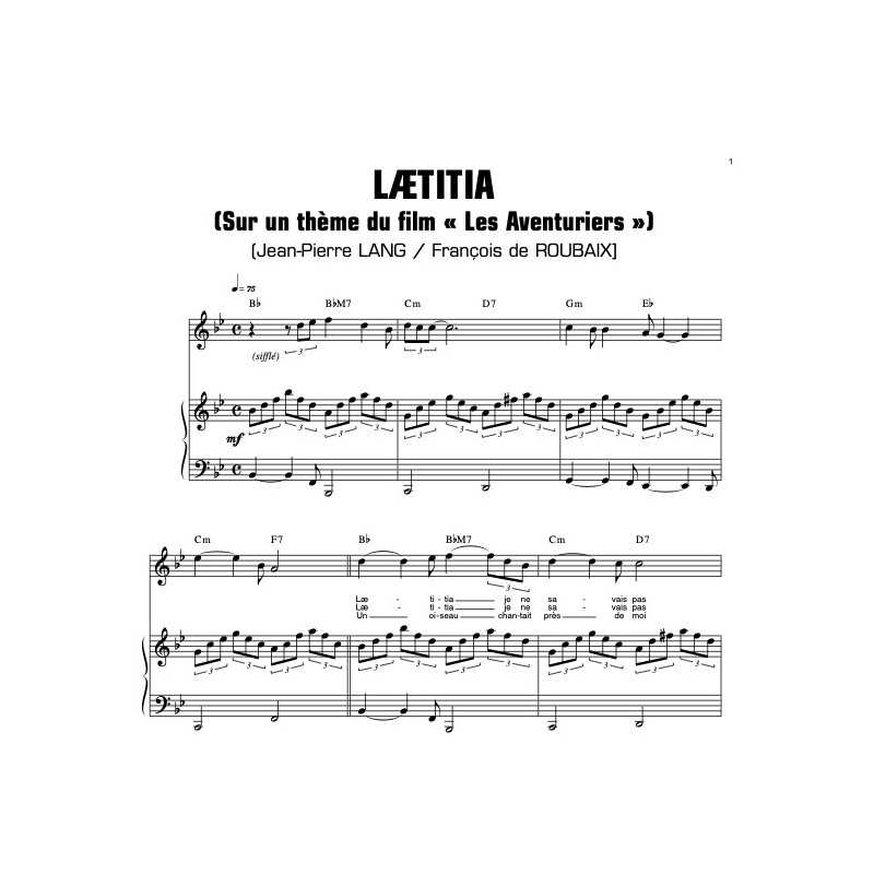 Sheet music LAETITIA Alain Delon
