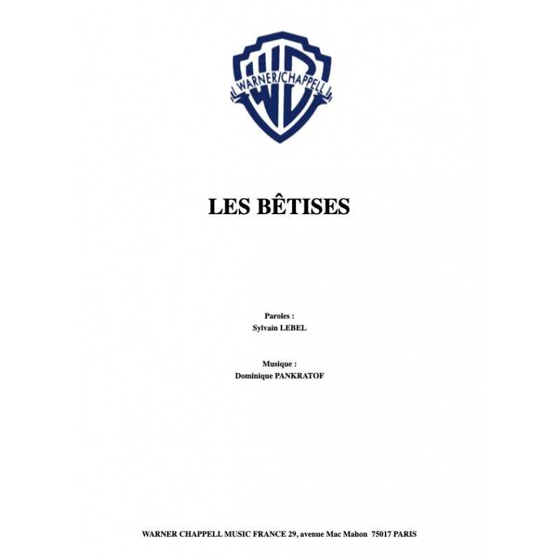 Sheet music LES BÊTISES Sabine Paturel pdf